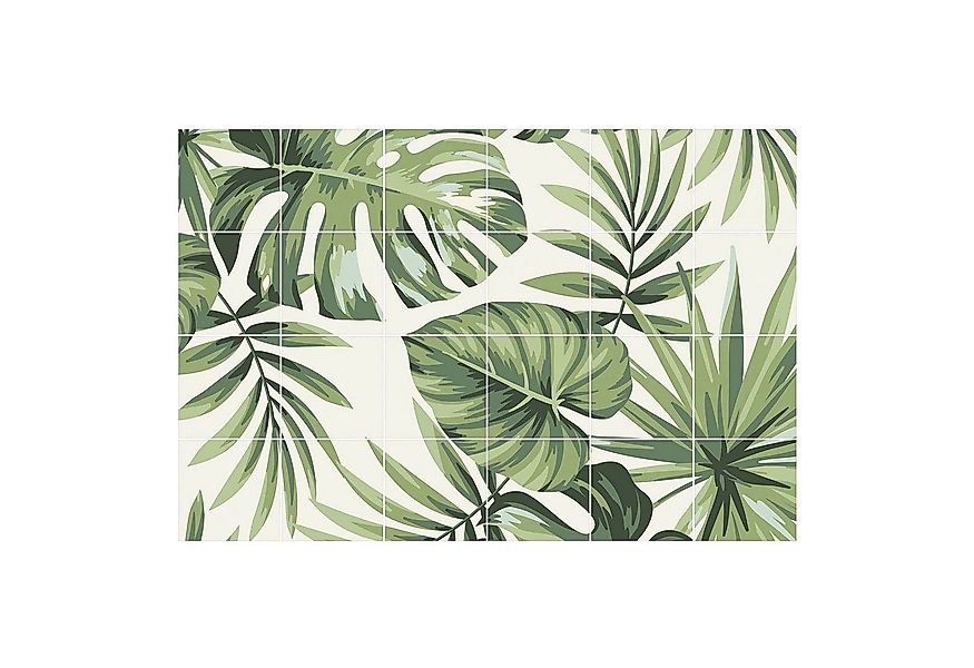 Tulup Fliesenaufkleber Klebefolie Fliesen Tropische Blätter in Arrangement günstig online kaufen