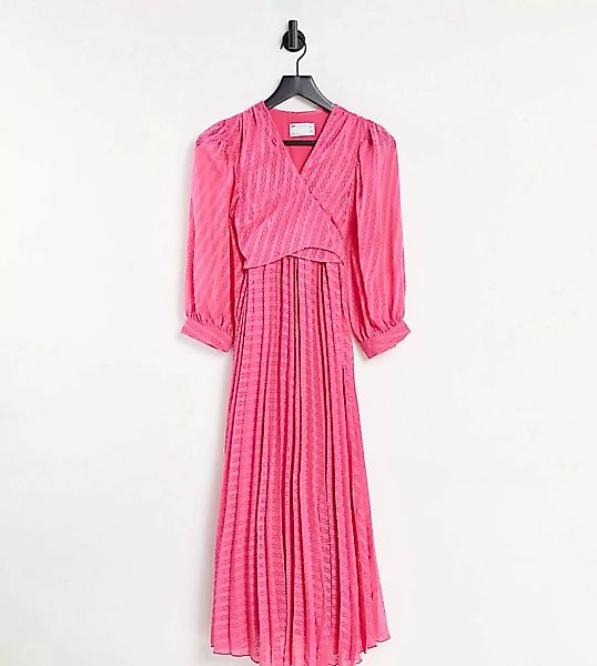 ASOS DESIGN Maternity – Umstandsmode – Plissiertes Midi-Stillkleid in Rosa günstig online kaufen