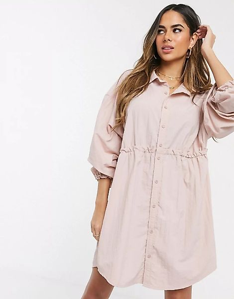 Missguided – Hemdkleid mit geraffter Taille-Rosa günstig online kaufen