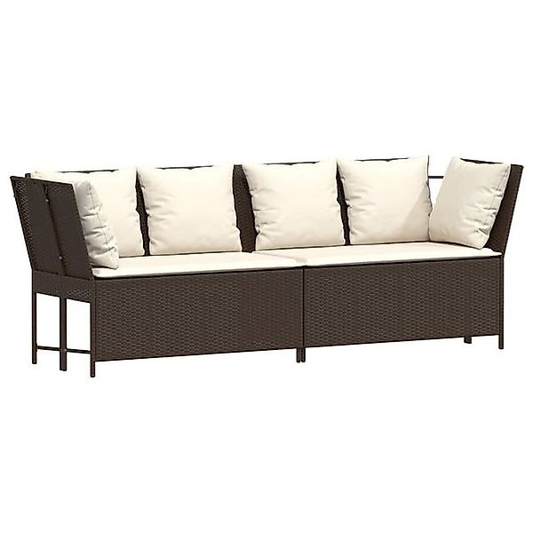 vidaXL Loungesofa Gartensofa mit Kissen Braun Poly Rattan, 1 Teile günstig online kaufen