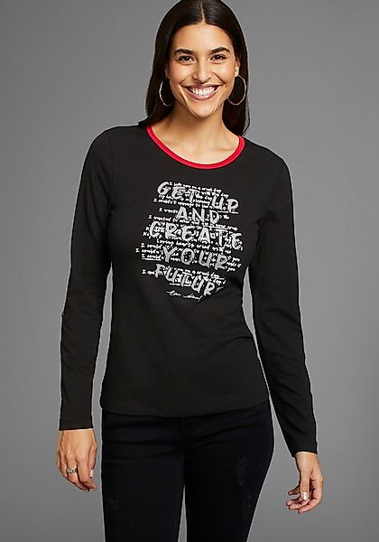 Laura Scott 3/4-Arm-Shirt, mit modischem Frontprint & farbigen Details günstig online kaufen