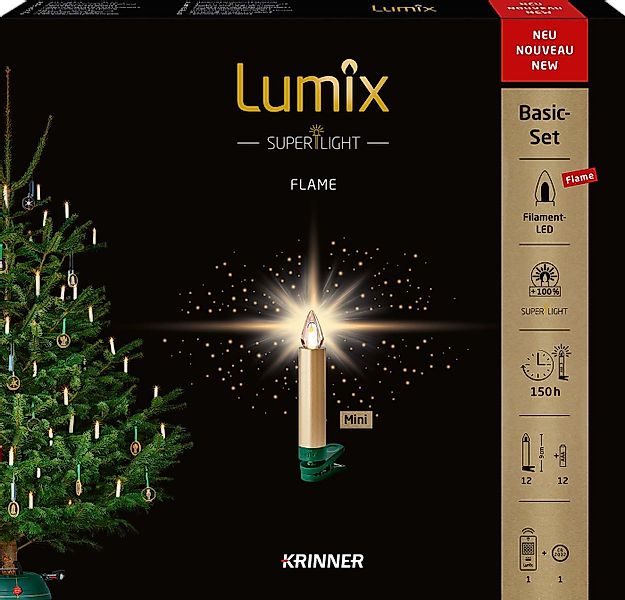 lumix LED-Christbaumkerzen LUMIX SuperLight Flame Mini Metallic Gold Basis günstig online kaufen