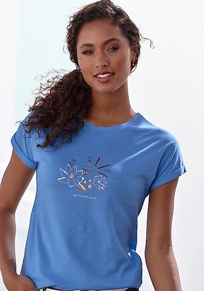 Vivance T-Shirt mit goldenfarben schimmerndem Folienprint günstig online kaufen