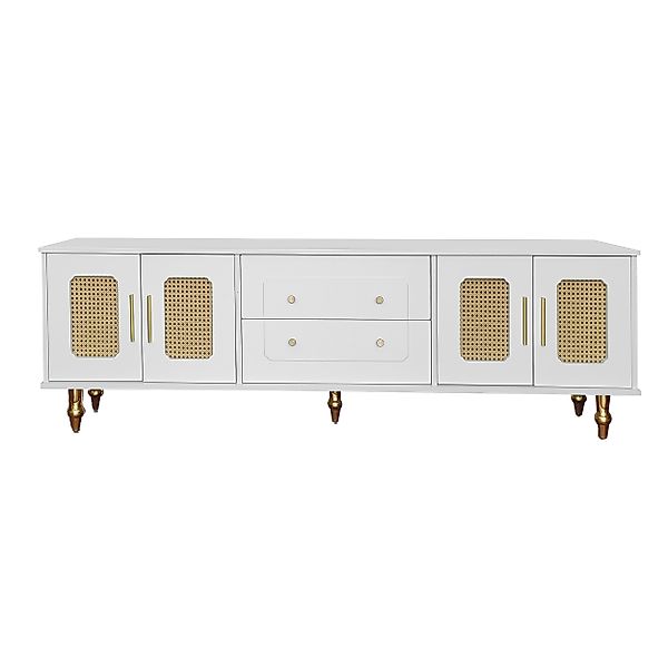 Lowboard, 175cm Rattantüren Lowboard mit viel Stauraum Retro-Stil mit vergo günstig online kaufen