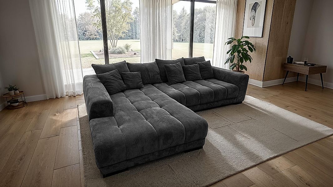 Massivart® Ecksofa ARTEMIS Cord grau / günstig online kaufen