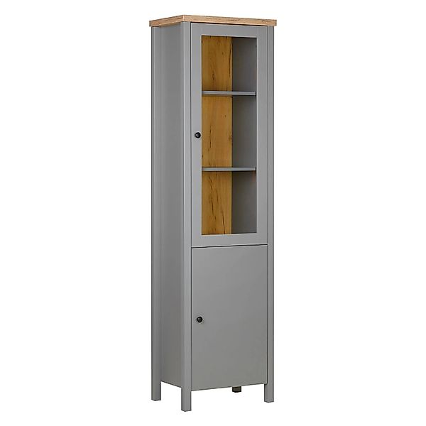 Homestyle4u Vitrine Highboard Kommode Wohnzimmerschrank Holz Grau günstig online kaufen