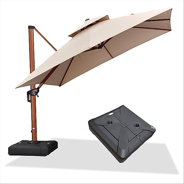 PURPLE LEAF Sonnenschirm Außenbereich Holzoptik Ampelschirm, günstig online kaufen