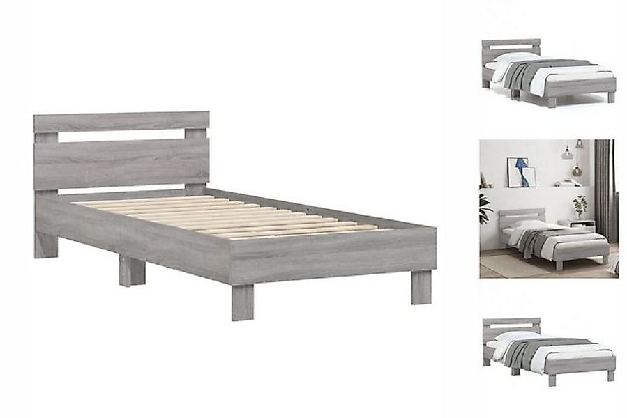vidaXL Bettgestell Bettgestell mit Kopfteil Grau Sonoma 90x200 cm Spanplatt günstig online kaufen