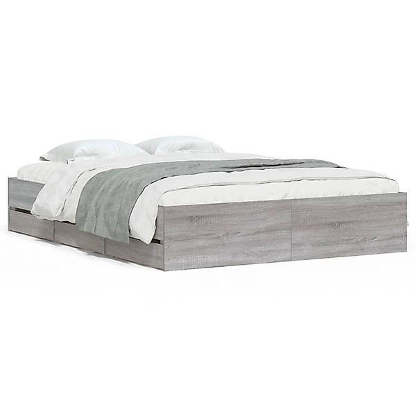 vidaXL Bettgestell mit Schubladen Grau Sonoma 140x190 cm Holzwerkstoff19387 günstig online kaufen