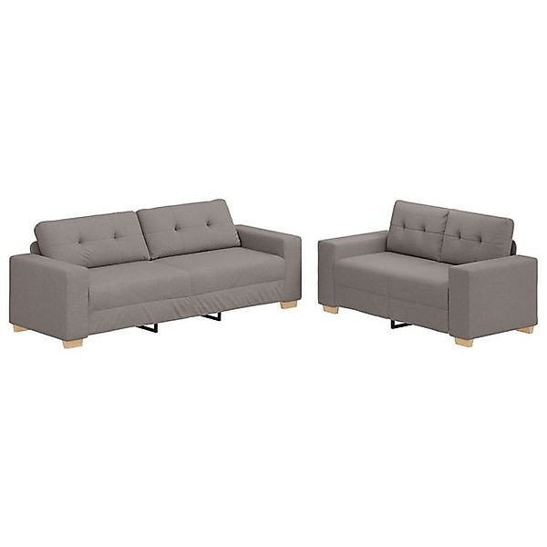 vidaXL Sofa 2-teiliges Sofa Set mit Kissen aus taupe Stoff, 2 Teile günstig online kaufen