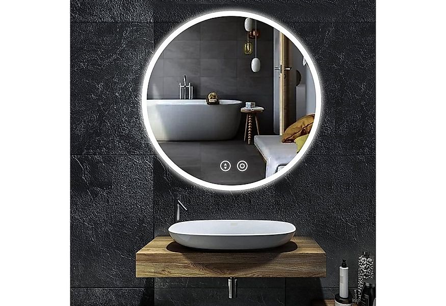 YOLEO Badspiegel Badspiegel runder Spiegel, 3 farbig stufenlos dimmbar, 70/ günstig online kaufen
