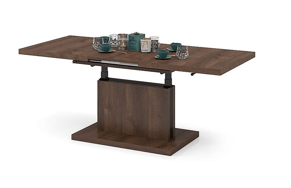 Mazzoni Couchtisch Aston Eiche dunkel stufenlos höhenverstellbar ausziehbar günstig online kaufen