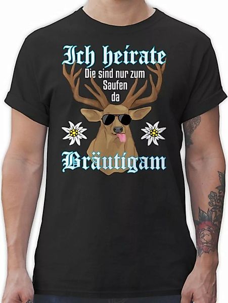 Shirtracer T-Shirt Bräutigam Hirsch - weiß JGA Männer günstig online kaufen