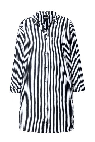 Ulla Popken Hemdbluse Hemdbluse Streifen Hemdkragen A-Linie Langarm günstig online kaufen