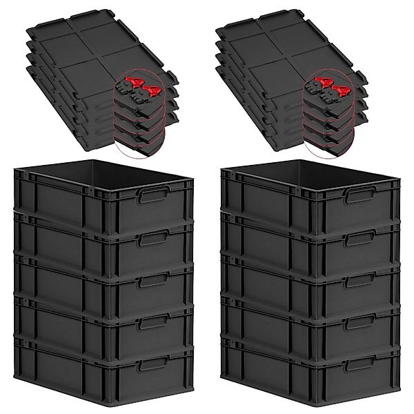 PROREGAL SuperSparSet 10x Eurobox Nextgen Grip Mit Scharnierdeckel Und Rote günstig online kaufen
