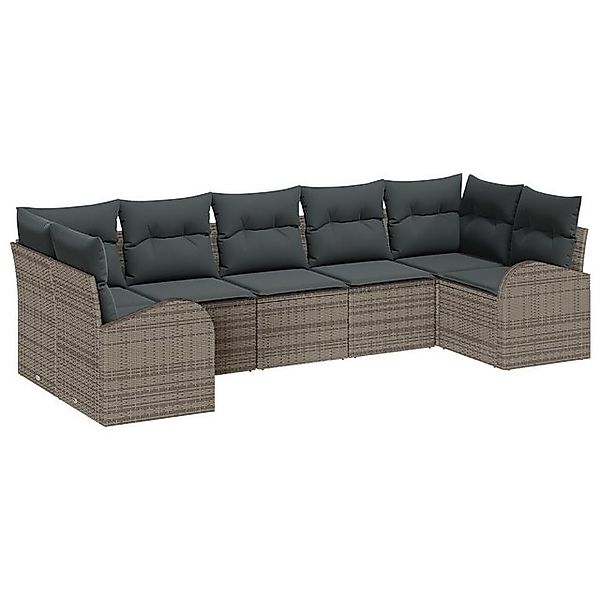 vidaXL Loungesofa Garten Sofa Set 7-teilig Dunkelgrau Rattan Garten Sofa, 7 günstig online kaufen