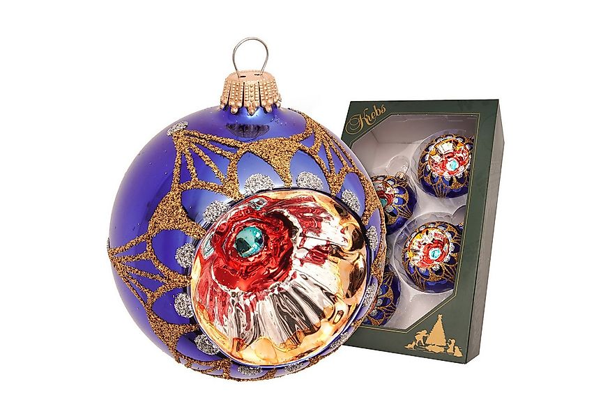 Krebs Glas Lauscha Weihnachtsbaumkugel 4er Set Glaskugeln - Reflexkugeln in günstig online kaufen