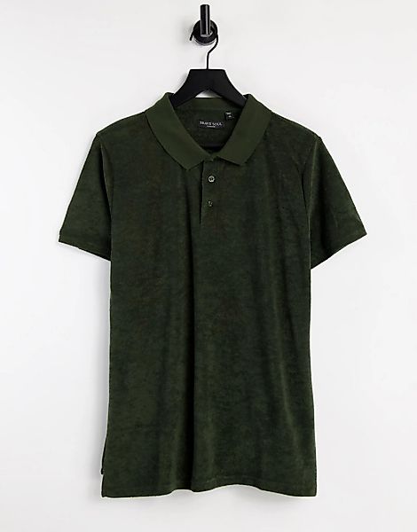 Brave Soul – Polohemd aus Frottee in Khaki-Grün günstig online kaufen