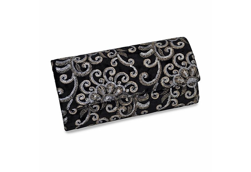 Steuer Abendtasche Schwarzer Samt mit Pailetten-Ornamenten günstig online kaufen