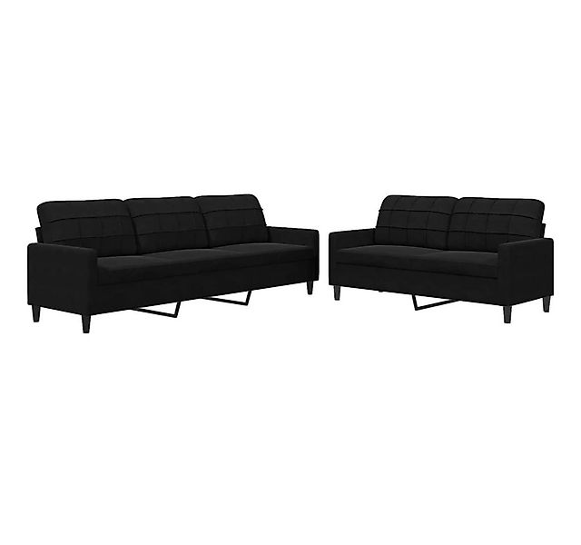 vidaXL Sofa 2-tlg. Sofagarnitur mit Kissen Schwarz Samt günstig online kaufen
