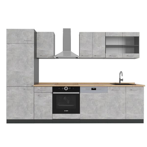 Vicco Küchenzeile R-Line, Beton/Anthrazit, 300 cm günstig online kaufen