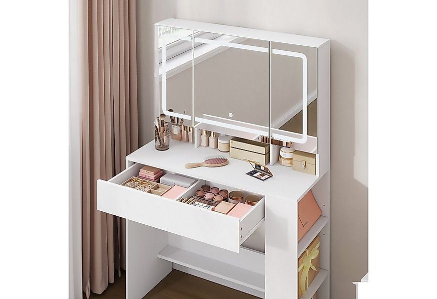 Woltu Schminktisch (1-St), mit Spiegel und LED-Beleuchtung, Schubladen, mit günstig online kaufen
