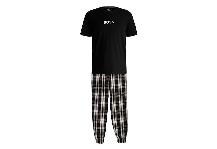 BOSS Pyjama Pyjama Easy Long Set T-Shirt (2 tlg) mit gestreifter Hose günstig online kaufen