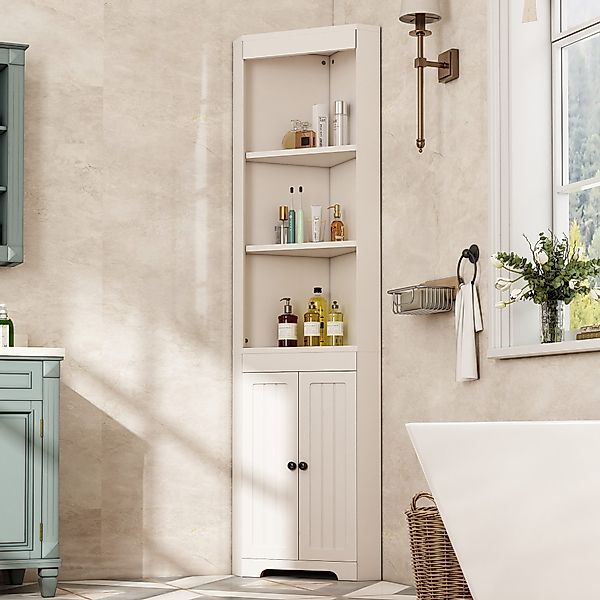 TavilaEcon Eckschrank Badezimmer-Hochschrank mit drei offenen günstig online kaufen