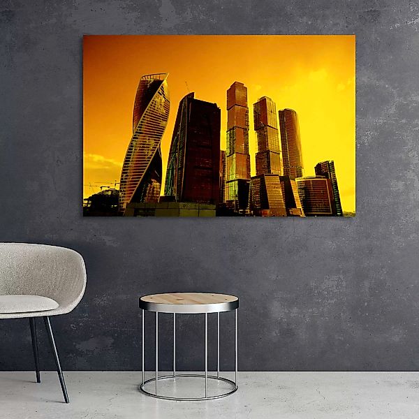 queence Acrylglasbild "Stadt", Skyline-Gebäude-Städte-Bäume, Fine Art-Print günstig online kaufen
