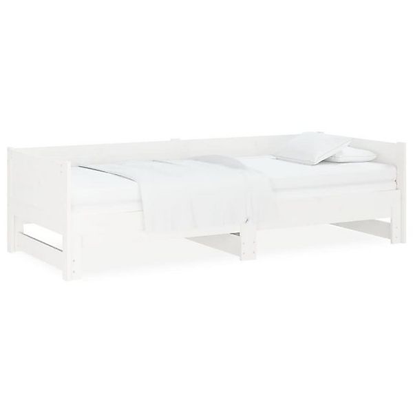 furnicato Bett Ausziehbares Tagesbett Weiß Massivholz Kiefer 2x(80x200) cm günstig online kaufen