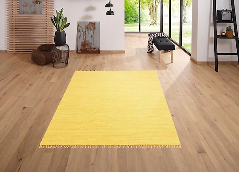my home Teppich »Paul«, rechteckig, 5 mm Höhe, Wendeteppich, Uni, handgeweb günstig online kaufen