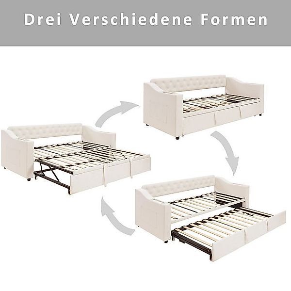 Flieks Polsterbett, Daybett mit Ausziehbett 90/180x190cm mit USB-Aufladen & günstig online kaufen