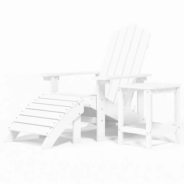 vidaXL Adirondack-Gartenstuhl mit Hocker & Tisch HDPE Weiß 3095708 günstig online kaufen