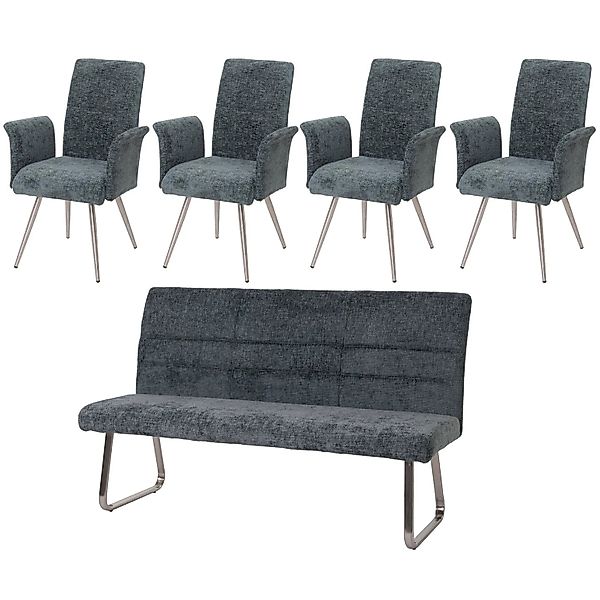 MCW Esszimmer-Set G55 4er-Set Stuhl mit Armlehne+Sitzbank 180cm 5-teilig St günstig online kaufen
