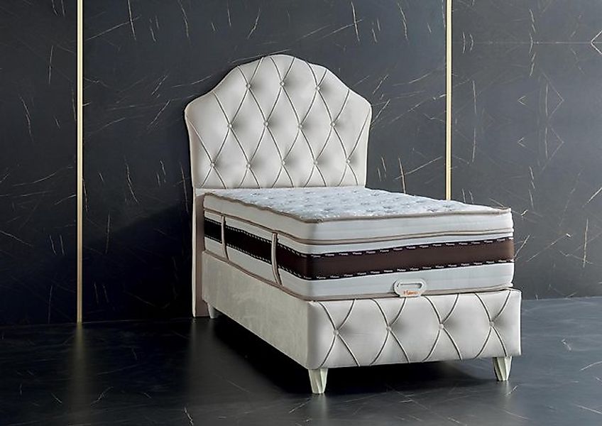 JVmoebel Bett Bett Weiß Einzelbett Schlafzimmer Boxspring Betten Stil Chest günstig online kaufen