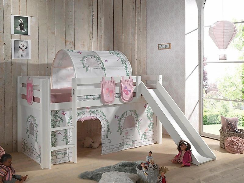 Vipack Hochbett "Pino, Spielbett massiv Kiefer, stabil gebaut, 3 Korpusfarb günstig online kaufen