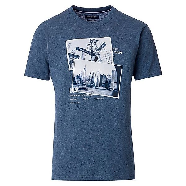 CASAMODA Rundhalsshirt Große Größen Herren T-Shirt blau melange New York-Fo günstig online kaufen