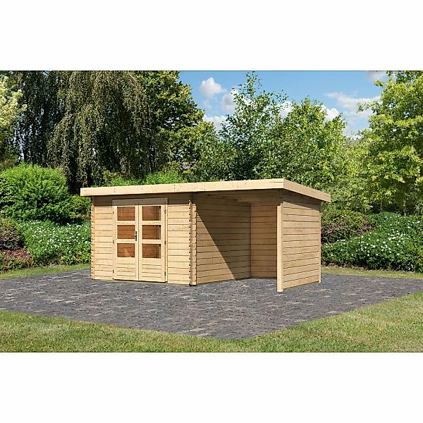 Karibu Holz-Gartenhaus Ängelholm Natur Pultdach Unbehandelt 280 cm x 280 cm günstig online kaufen