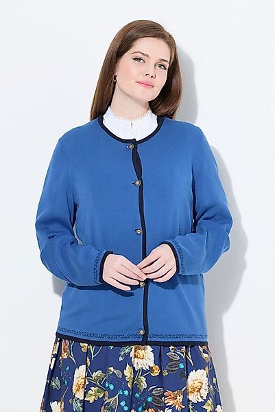 Ulla Popken Strickjacke Strickjacke Trachtenknöpfe Rundhals Langarm günstig online kaufen