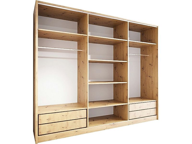 MOEBLINE Garderobenschrank Offener Kleiderschrank MARVI K4 250cm breit eich günstig online kaufen