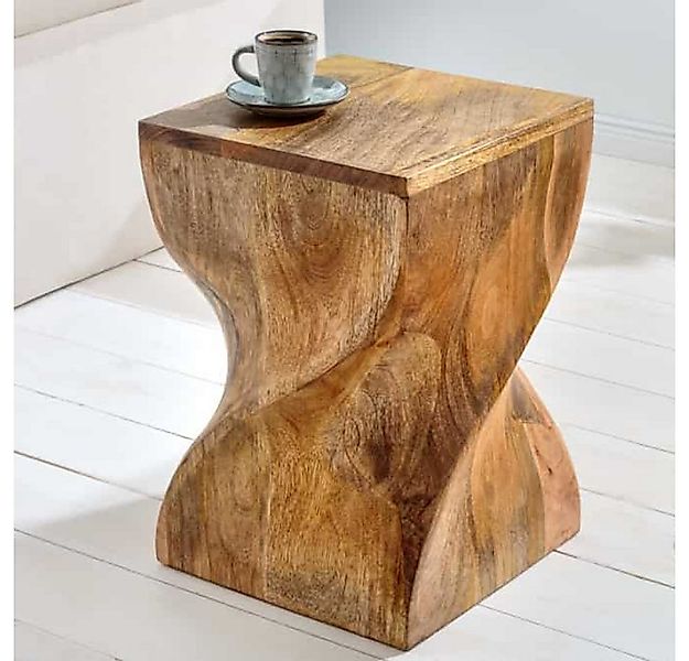 LebensWohnArt Beistelltisch Beistelltisch BELFAST 45cm Mangoholz Hocker nat günstig online kaufen