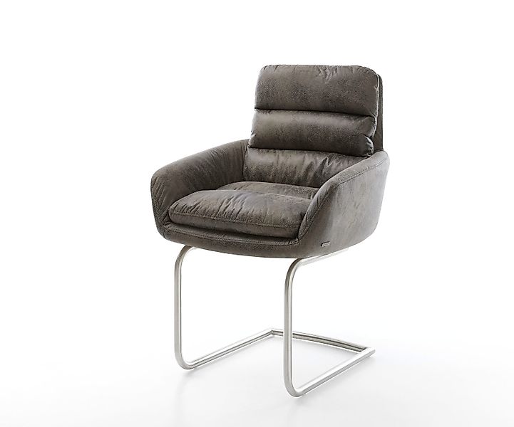 Freischwinger Abelia-Flex mit Armlehnen Mikrofaser Grau Antik Freischwinger günstig online kaufen