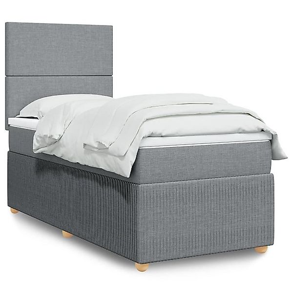 vidaXL Boxspringbett, Boxspringbett mit Matratze Hellgrau 90x200 cm Stoff günstig online kaufen
