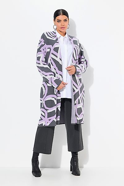 Ulla Popken Strickjacke Long-Strickjacke grafisches Muster günstig online kaufen