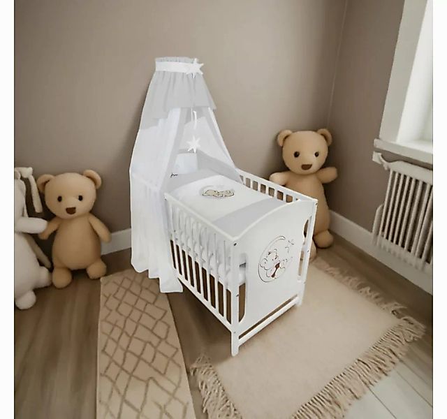 Babyhafen Komplettbett 60 × 120 cm Babybett Teddy auf dem Mond Gitterbett K günstig online kaufen