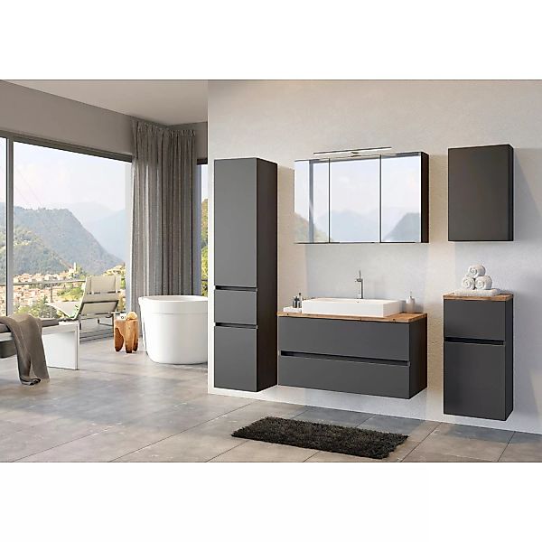 Held Möbel Waschtisch-Set Ferrara 100 cm x 64 cm x 48 cm Graphitgrau günstig online kaufen