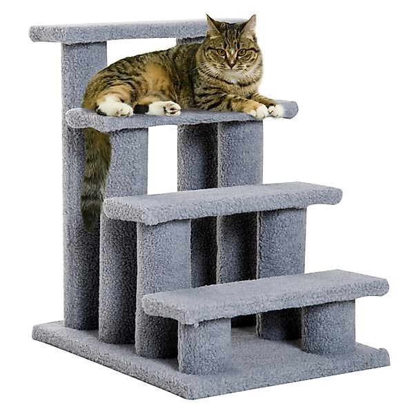 PawHut Kratzbaum Tiertreppe Katzentreppe Hundetreppe 4 Stufen, Grau, 61x41x günstig online kaufen