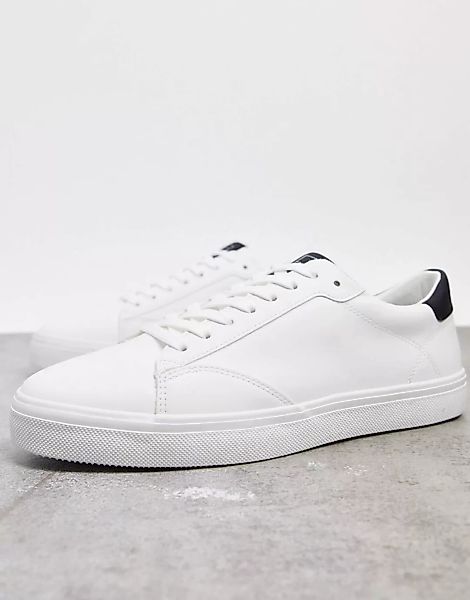 Pull&Bear – Weiße Sneaker mit Detail am Absatz günstig online kaufen