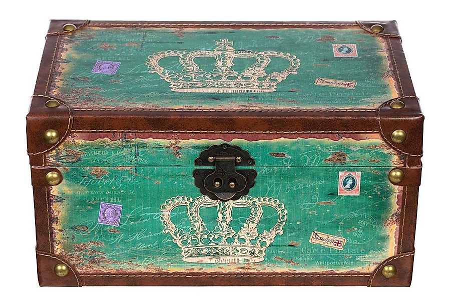 BIRENDY Dekoobjekt Truhe Kiste SJ14307 Krone Wappen Holztruhe mit Kunstlede günstig online kaufen