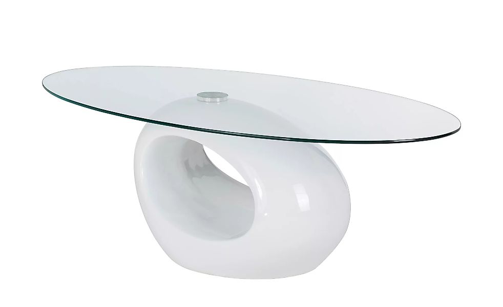 Couchtisch Glas oval - weiß - 65 cm - 42 cm - Tische > Couchtische - Möbel günstig online kaufen